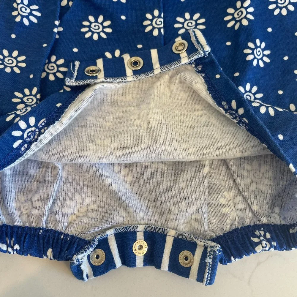 Carters 100% Cotton Floral Romper Onesie Bodysuit Blue White Size 0-3 Months